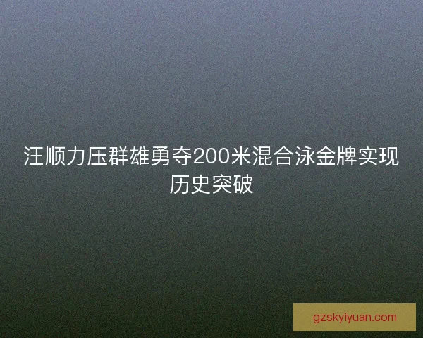 汪顺力压群雄勇夺200米混合泳金牌实现历史突破 汪顺力压群雄勇夺200米混合泳金牌实现历史突破