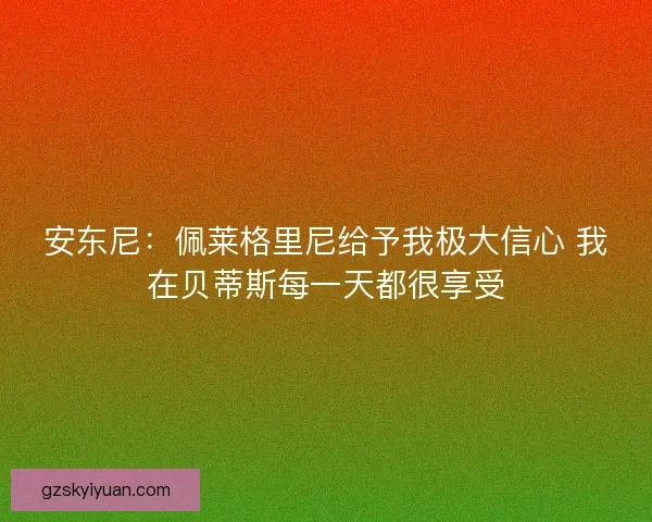 安东尼：佩莱格里尼给予我极大信心 我在贝蒂斯每一天都很享受