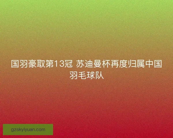 国羽豪取第13冠 苏迪曼杯再度归属中国羽毛球队