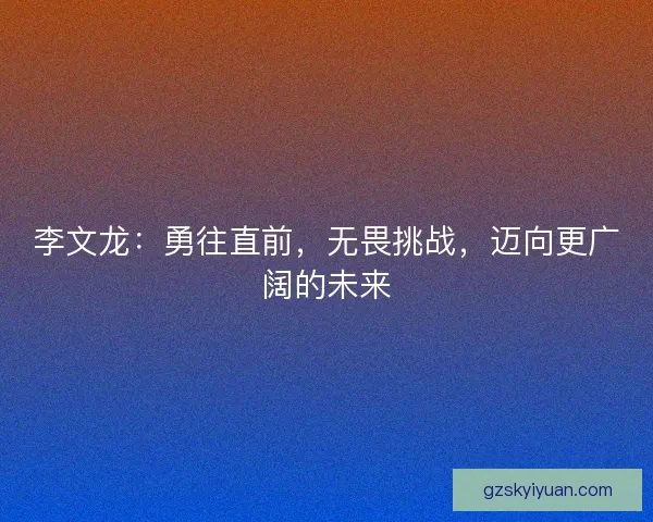 李文龙:勇往直前,无畏挑战,迈向更广阔的未来 李文龙:勇往直前,无畏挑战,迈向更广阔的未来